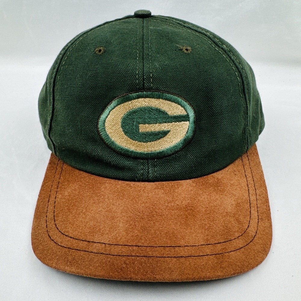 Vintage Green Bay Packers American Needle Leather Strap Dad Hat USA Made NFL